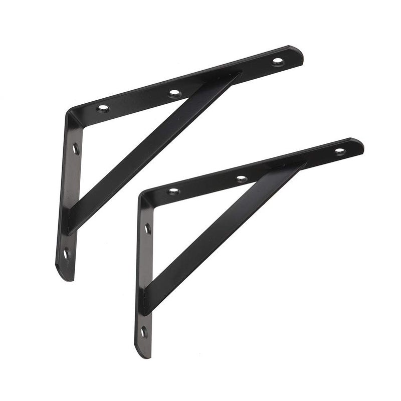 Dewell 2 Pcs 8inch Tripod Triangle Shelf Brackets, Wall Mounted Shelf Supports Black,BT200 - Image 1